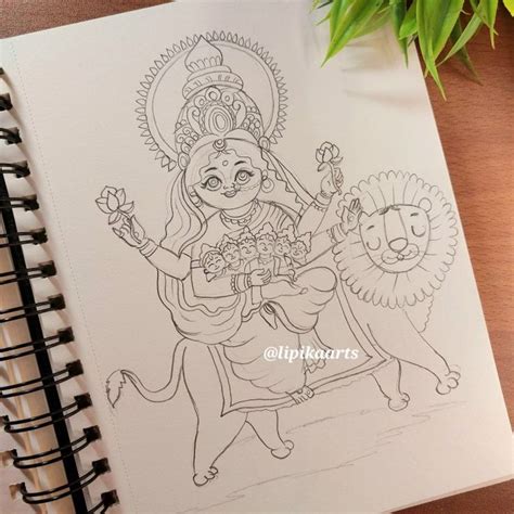 Maa Skandamata Outline Drawing Boho Art Drawings Book Art