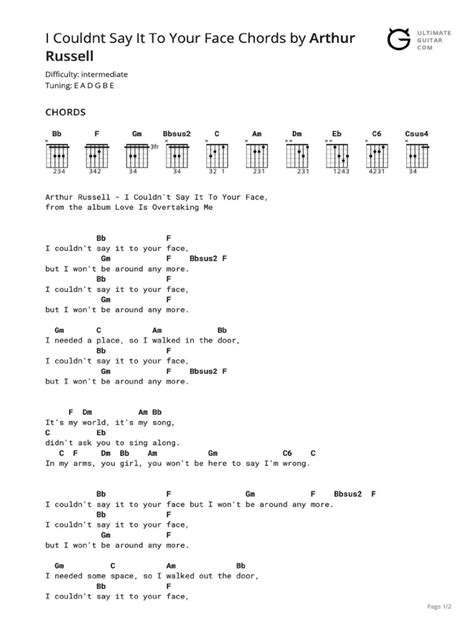 I Couldnt Say It To Your Face Chords Pdf