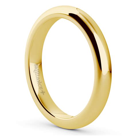 3 Mm Mens Wedding Band In Yellow Gold Comfort Fit