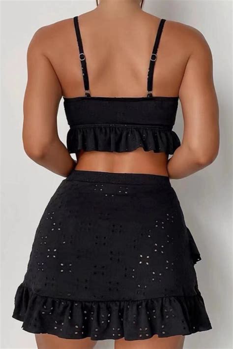 Knotted Ruffle Bikini Set Trim Pcs Angel Croshet