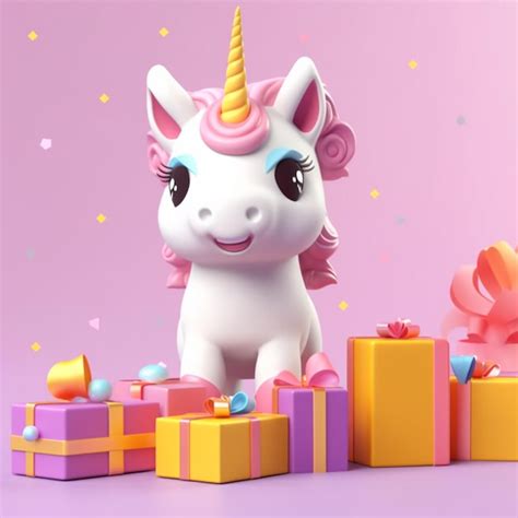 Premium Photo There Is A Unicorn Sitting Next To A Pile Of Presents