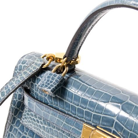 Rare Hermes Blue Jean Porosus Crocodile Kelly Ghw At Stdibs