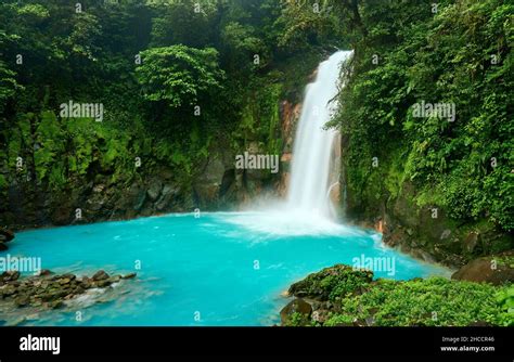 Catarata Río Celeste, waterfall of blue river Rio Celeste, Parque