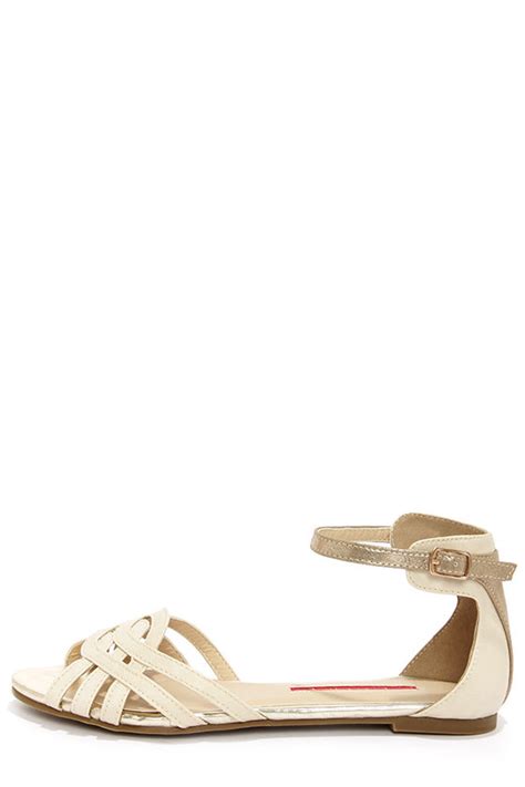 Cute Nude Sandals Gold Sandals Ankle Strap Sandals Lulus