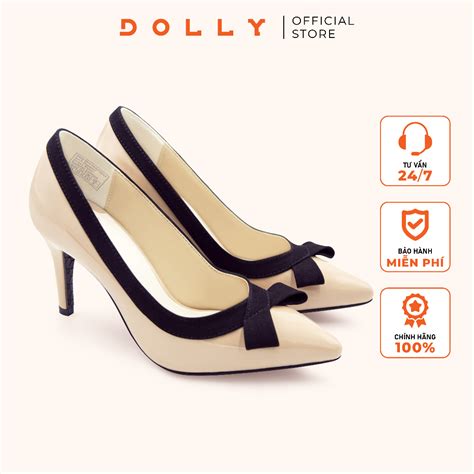 GIÀY CAO GÓT DOLLY CAO PHÂN Mã MÀU NUDE ĐÍNH NƠ ĐEN Shopee Việt Nam