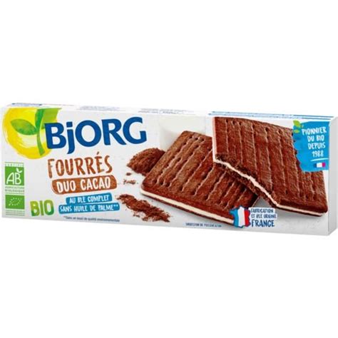 Biscuits fourrés duo cacao bio BJORG la boite de 150 g à Prix Carrefour