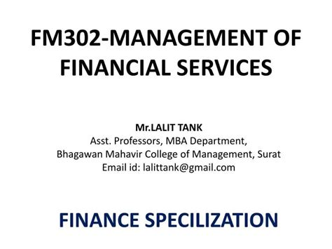 PPT FM302 MANAGEMENT OF FINANCIAL SERVICES PowerPoint Presentation