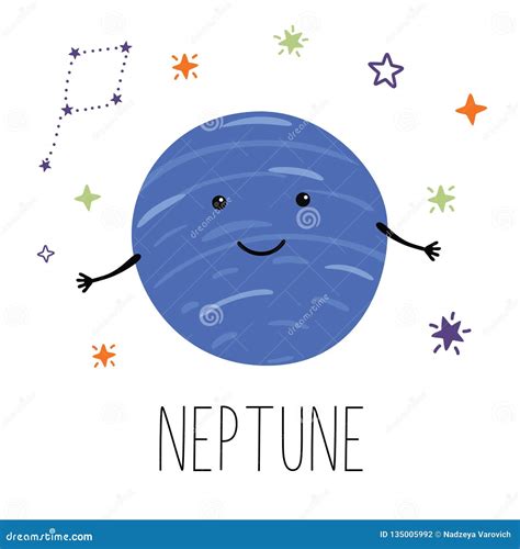 Neptune Planet Planet With Hands And Eyes Stock Vector Illustration