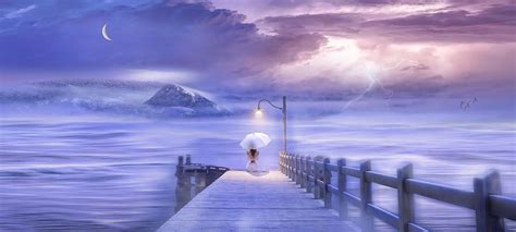 nature, landscape, dream time, water, sea, lake, ocean, clouds, dream