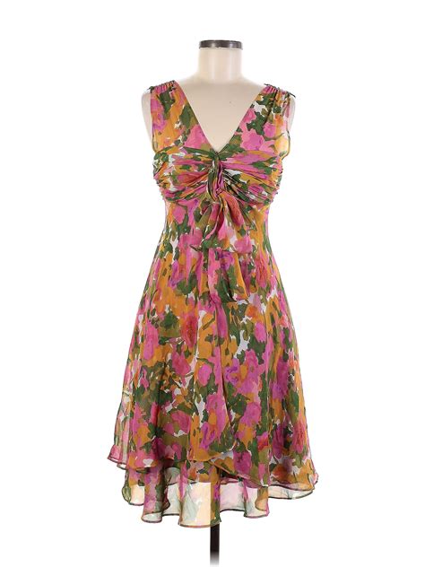 Donna Ricco 100 Polyester Floral Multi Color Pink Casual Dress Size 6