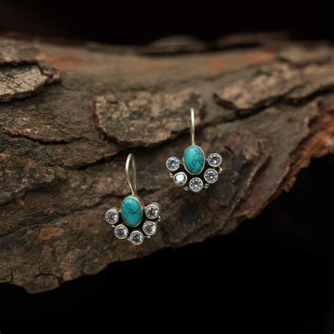 chaya silver oxidised earrings turquoise