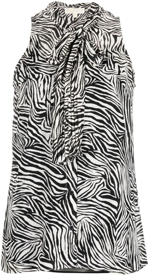 Michael Michael Kors Zebra Print Pussy Bow Blouse Shopstyle