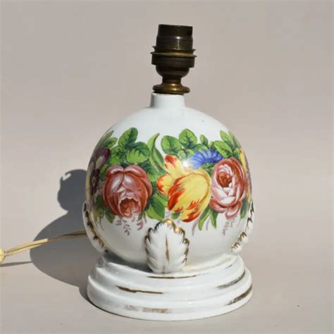 ANCIEN PIED DE lampe porcelaine de Paris Sèvres Décor de fleurs EUR 77