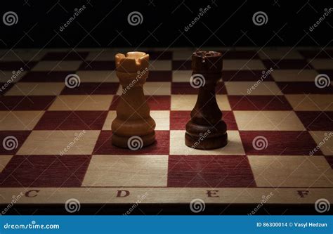 Black And White Rook On Chess Board Stock Photo Image Of Chessboard