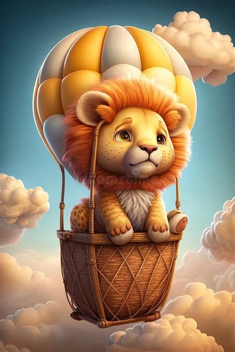 Cute 3D Render Illustration Of An Elephant Hot Air Balloon Stock