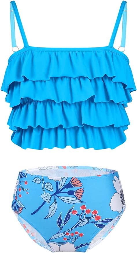 Freebily Freebily Kinder M Dchen Tankini Bikini Set Teilige Badeanzug R Schen Tops Hawaii