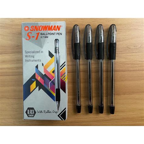 Jual Pulpen Snowman S1 V1 Hitam Ballpoint Pen Pena 07mm Isi 12 Pcs