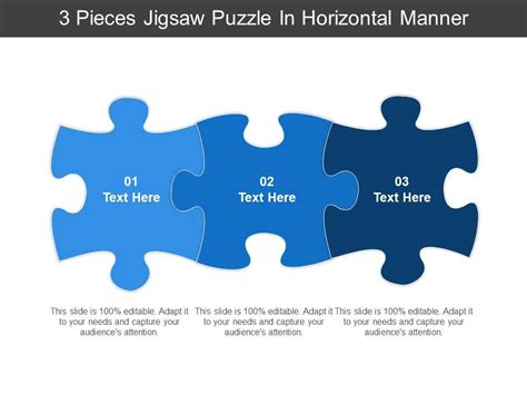 3 Pieces Jigsaw Puzzle In Horizontal Manner Powerpoint Shapes