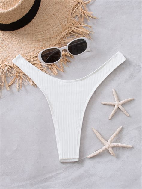 Shein Swim Basics Plain Ribbed Knit Bikini Bottom Shein Usa