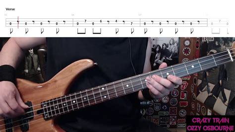 Crazy Train By Ozzy Osbourne Bass Cover With Tabs Play Along Youtube