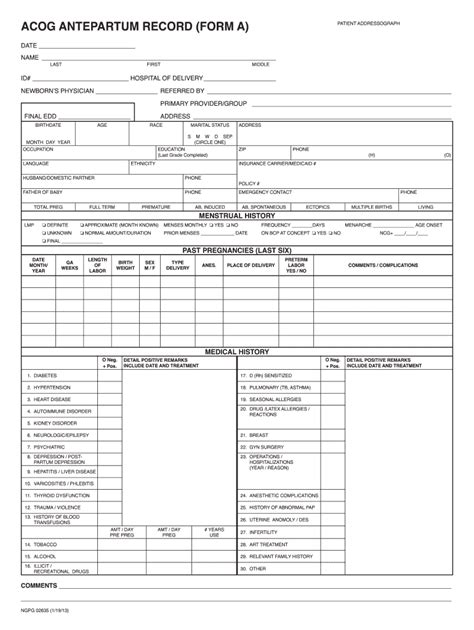 Acog Form Fill Online Printable Fillable Blank Pdffiller