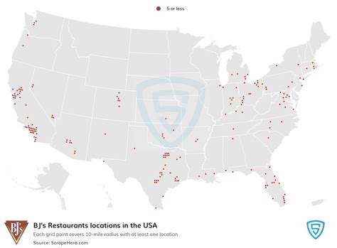 Map Of All 216 BJ's Restaurants Locations In The US By State