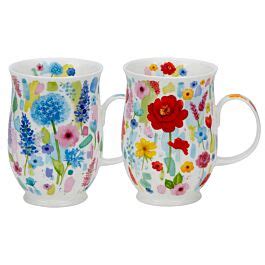 Dunoon Floral Burst Suffolk Set Of 2 Mugs Temptation Gifts