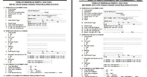 Contoh Formulir Ppdb Sd 54 Koleksi Gambar