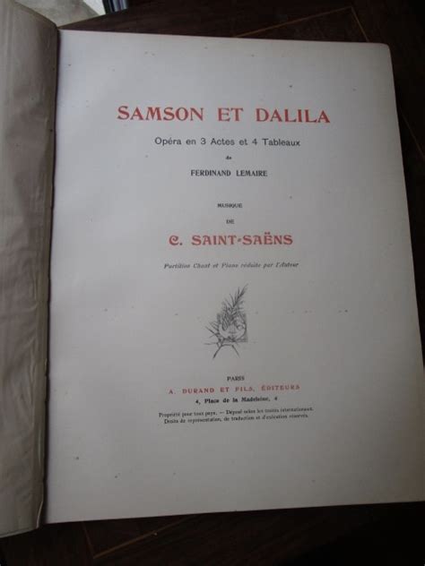 Partition Chant Et Piano Samson Et Dalila By Saint Saens Camille