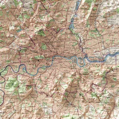 London Vintage Topographic Map Visual Wall Maps Studio