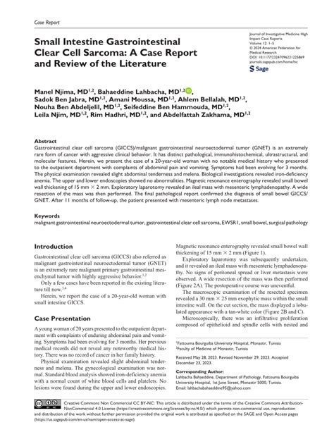 PDF Small Intestine Gastrointestinal Clear Cell Sarcoma A Case