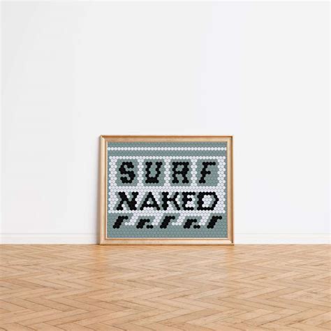 Surf Naked Mosaic Tile Typography Poster WAVE ARCADE