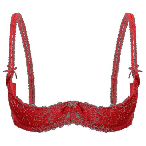 Womens Cup Push Up Underwire Lace Bra Lingerie Open Breast Cup Bra Tops Adjustable Strap