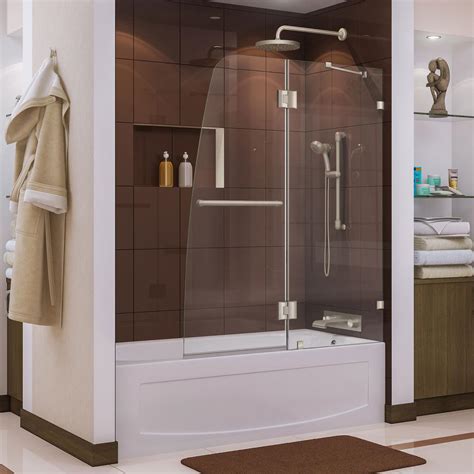 DreamLine Aqua Lux 48 In X 58 In Frameless Pivot Tub Shower Door In