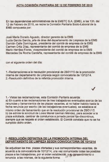 patrondesastre ACTA COMISIÓN PARITARIA 12 02 15 RESOLUCIÓN PROMOCIÓN