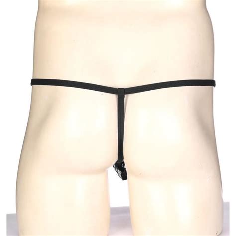 Yonghs Micro String Homme Sexy Transparent Hot Dentelle Bikini Ficelle Sissy G String Thong Noir