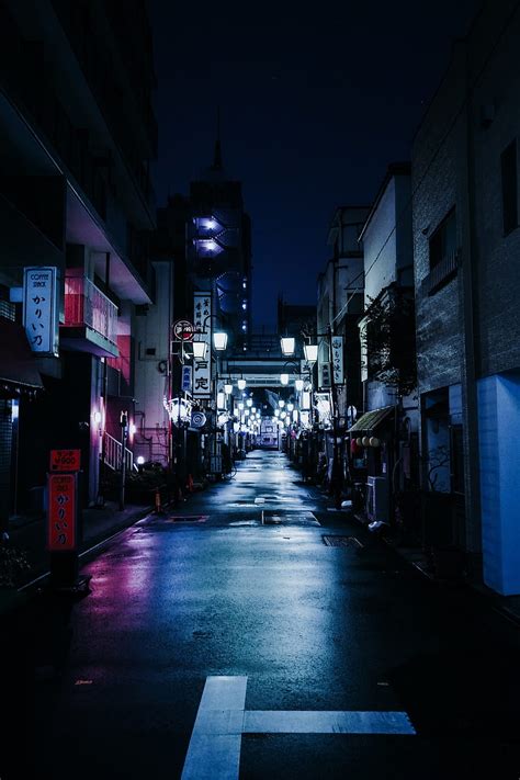720p Free Download Empty Street With Lighted Lamps During Night Time