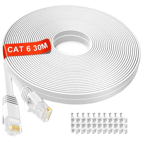 Ethernet Cable 30m High Speed Cat6 Flat Internet Cable 30 meters, 250Mhz Long Network Cable