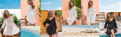 Elover Women Beach Dress Knitted Crochet Bikini Cover Up Beachwear Beach Swimwear Navy Blue Xl