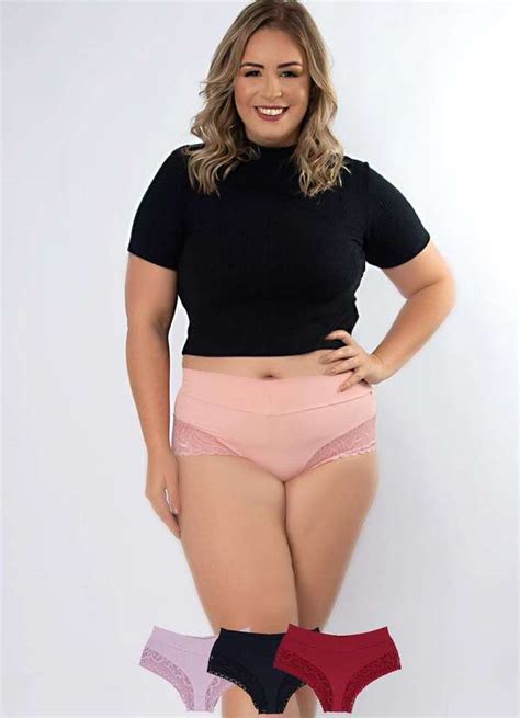 Kit 3 Calcinhas Amada Plus Size Microfibra Concept Lingerie Multicores Concept Lingerie