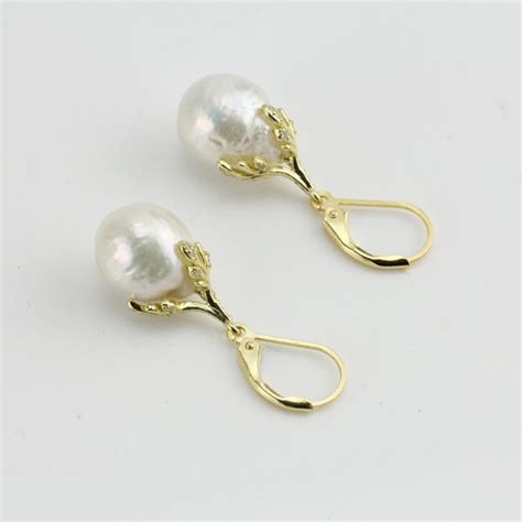 Silver And Baroque Pearl Drop Earrings Etsy