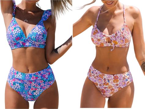 Amazon Cupshe Women S Bikini Sets Two Piece Ditsy Swimsuit Xl Clothing Shoes Jewelry