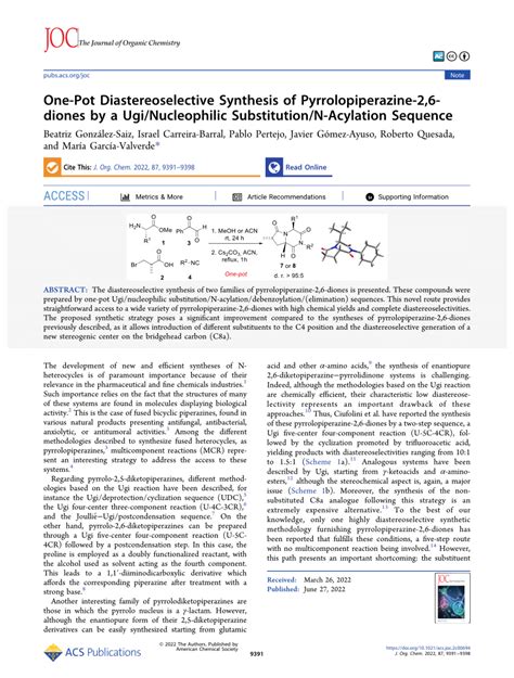 Pdf One Pot Diastereoselective Synthesis Of Pyrrolopiperazine