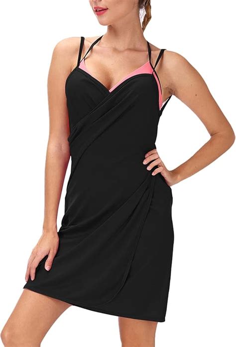 Omg Shop Womens Bikini Cover Up Spaghetti Strap Backless Beach Dress Bikini Wrap Swimwear Black