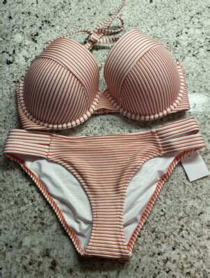 NWT Shade Shore Red White Striped Strappy Bikini Top D Matching
