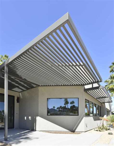 Steel Shade Structure With Z Metal Slats Shade Structure Mid Century