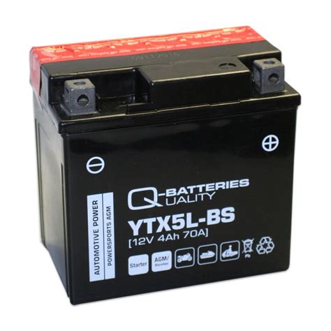 Q Batteries Motorradbatterie YTX5L BS 50412 AGM 12V 4Ah 70A