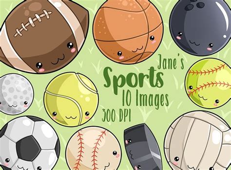 Kawaii Sports Clipart Clip Art Sports Graphics Kawaii