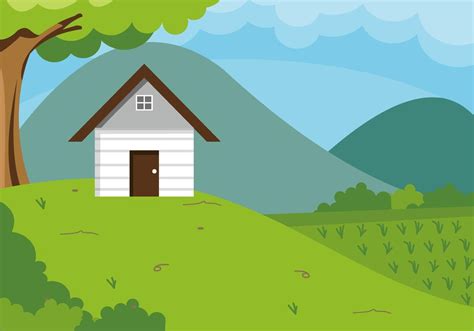 Mountain and house scenery background vector 9482661 Vector Art at Vecteezy