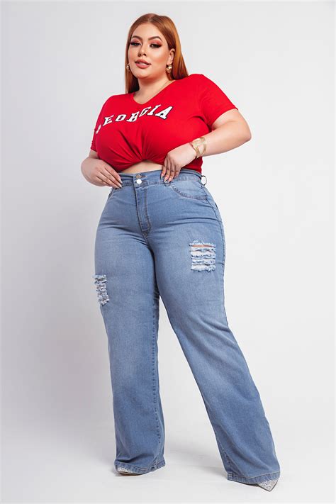 Calça Jeans Wide Leg Plus Size Modaliss